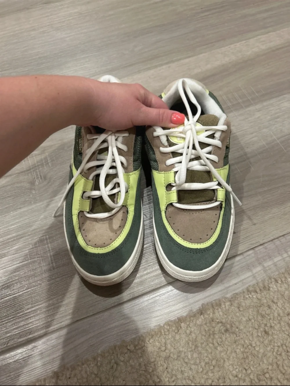 Vans Low-Top Sneakers in Green, Olive, Tan, and White